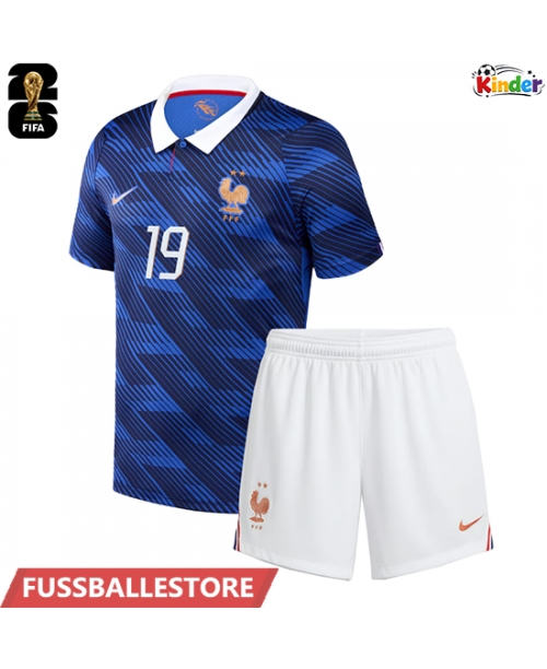 Günstige Frankreich Theo Hernandez #19 Heimtrikotsatz Kinder WM 2026 Kurzarm (+ Kurze Hosen)